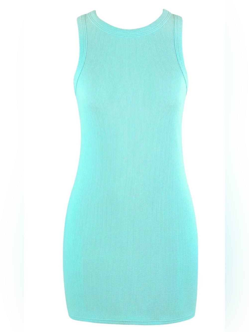 Ocean Drive Sleeveless Ribbed Mini Dress in Aqua - Picture 4 of 5